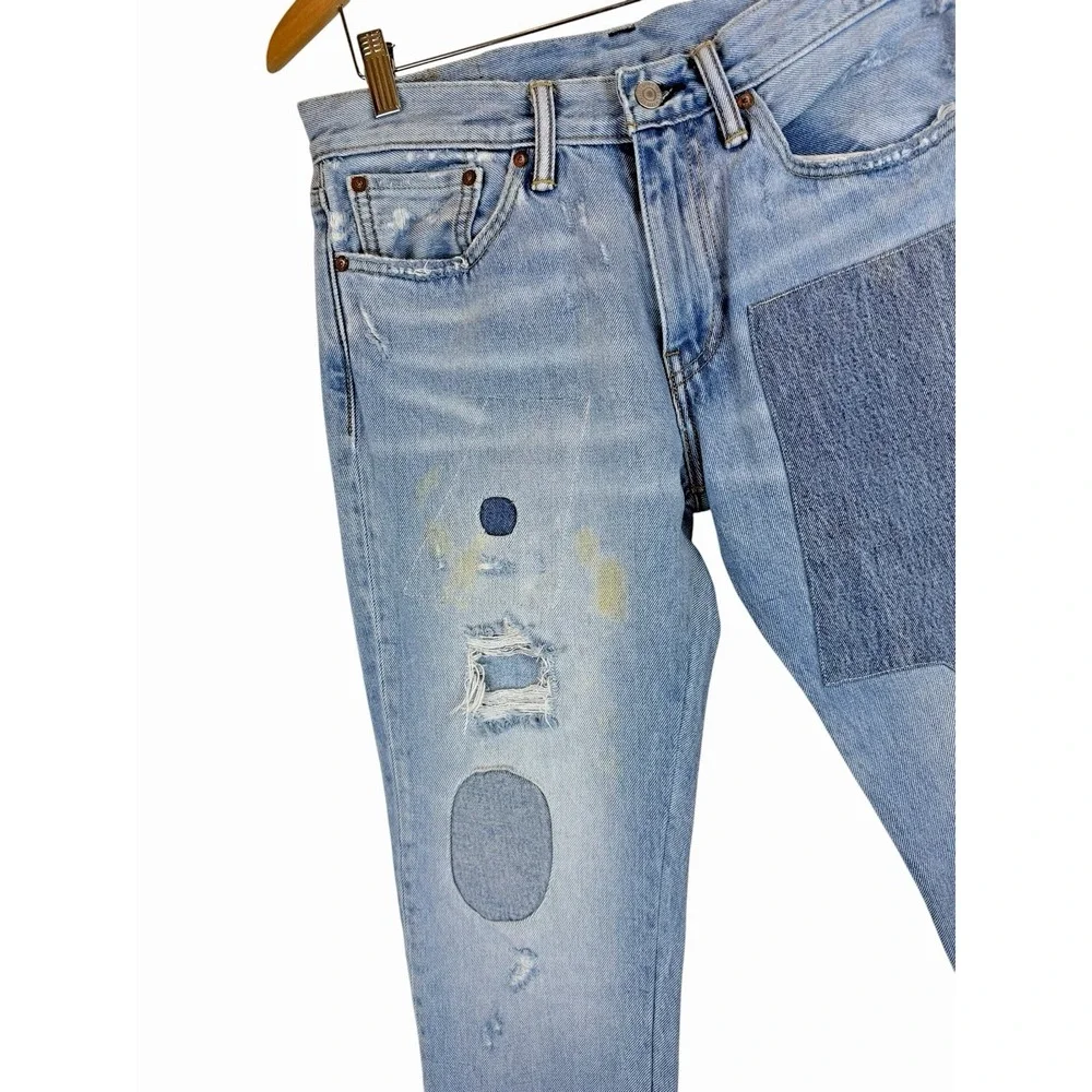 Levis 511‎ Mens Size 32x34 Medium Wash Distressed Slim Fit Denim Jeans Patchwork